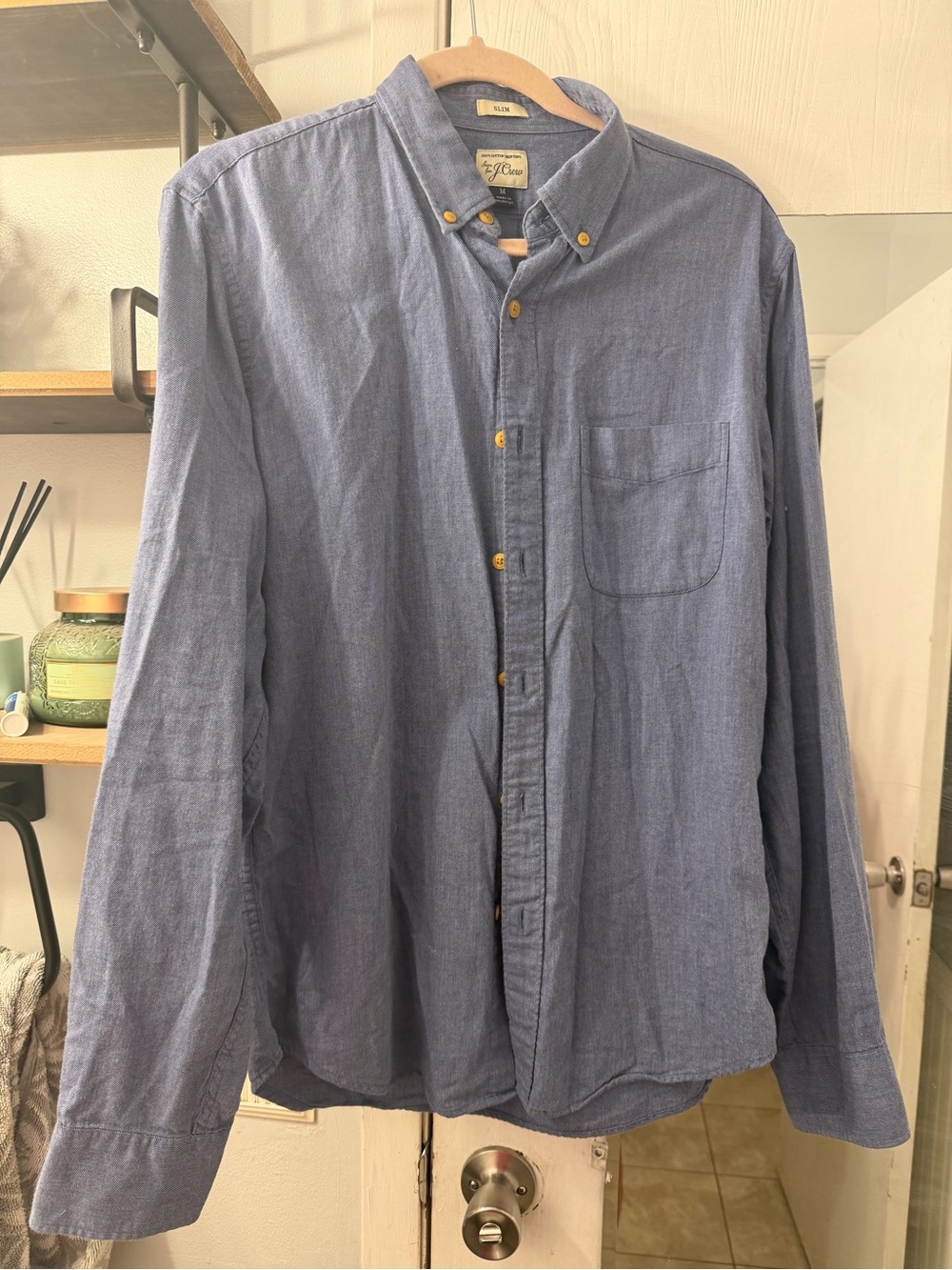 J. Crew Men's Cotton Chambray Button-Down Shirt in Light Blue